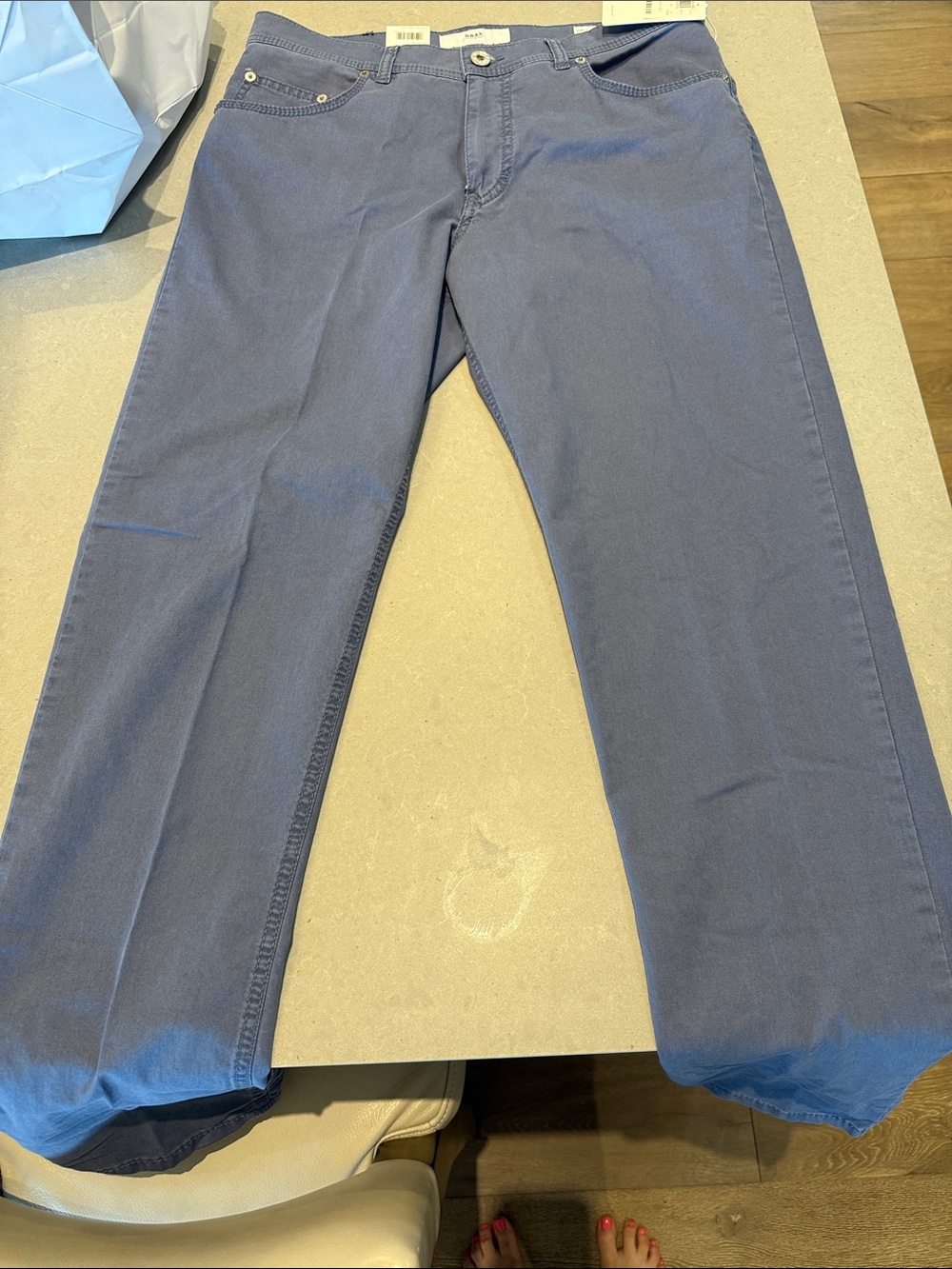 Men's BRAX summer weight  Blue Chinos - Classic Straight Fit